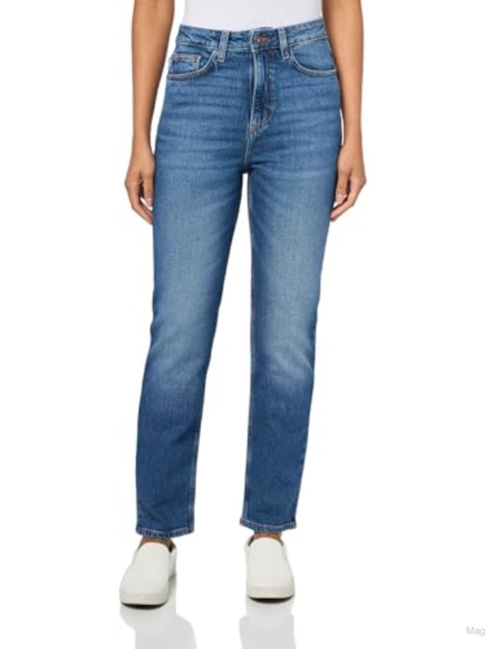 High Rise Straight Tapered Jeans 100% Cotton Machine Wash Long Length